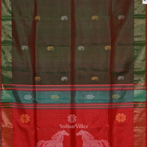 Green Red Pure Bishnupuri Silk Saree
