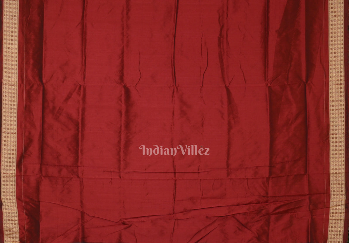 Blue Maroon Fish Motif Odisha Handloom Sambalpuri Silk Saree