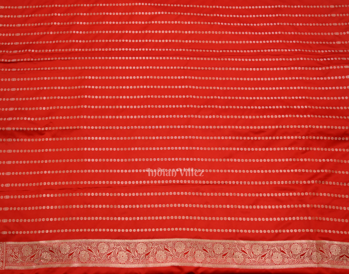 Exclusive Bridal Blood Red Soft Pure Mashru Satin Silk Banarasi Saree