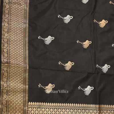 Black Designer Pure Banarasi Katan Silk Saree