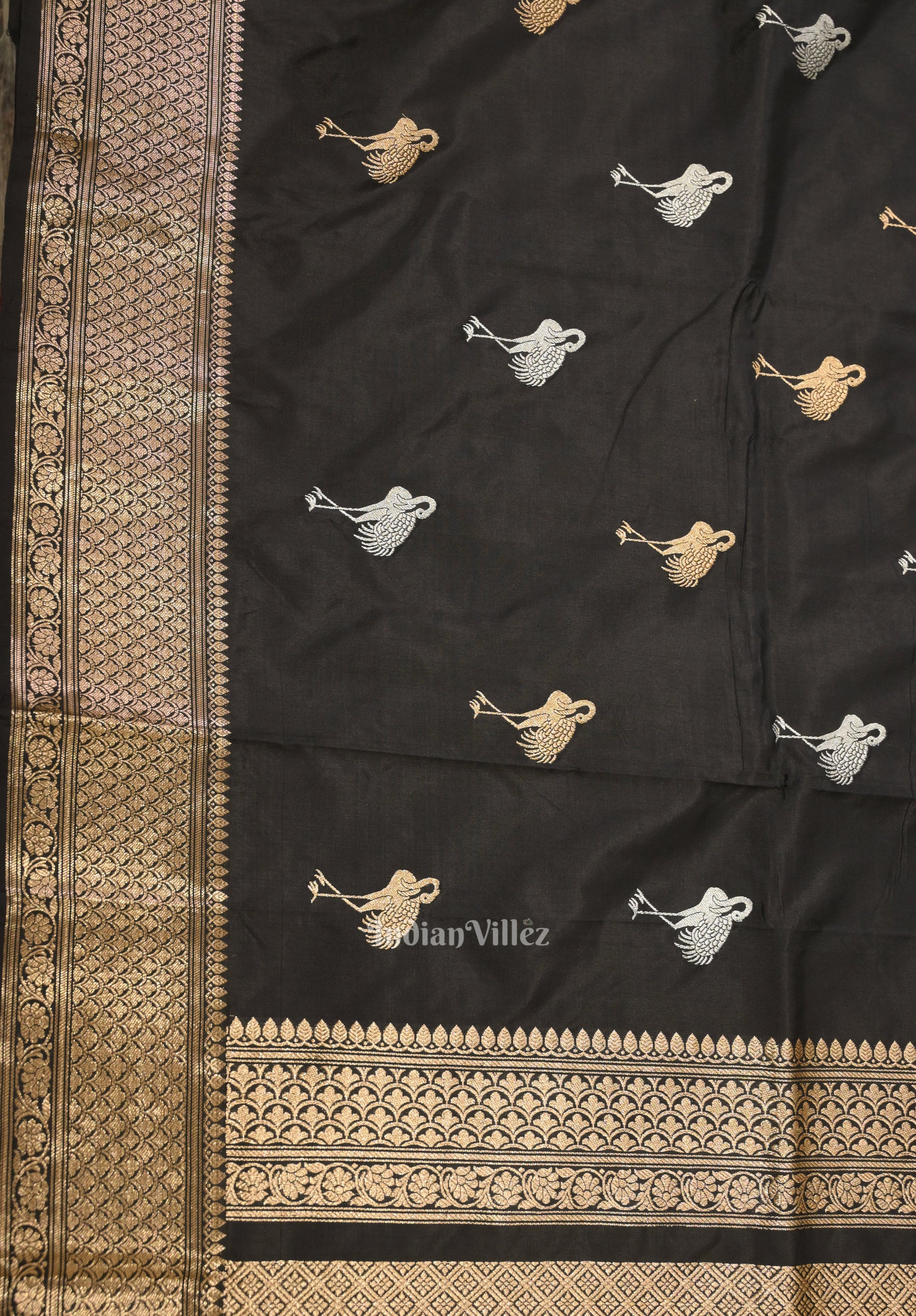 Black Designer Pure Banarasi Katan Silk Saree
