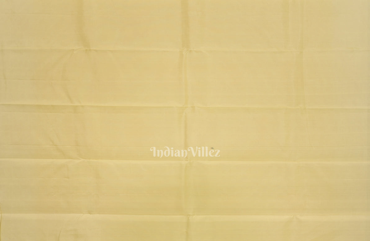 Light Yellow Pure Kanjivaram Soft Silk Saree