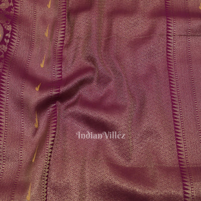 Jam Purple Shikargah Theme Khaddi Georgette Banarasi Saree