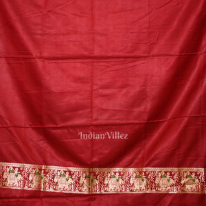 Deep Red Marriage Theme Pure Mashru Satin Silk Banarasi Saree