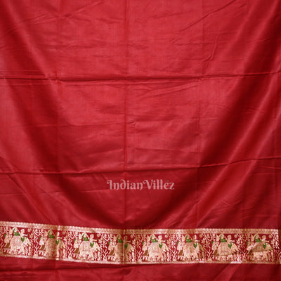 Deep Red Marriage Theme Pure Mashru Satin Silk Banarasi Saree