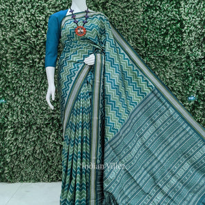 Green with Multicolor Contemporary Silk Saree with Jala Anchal