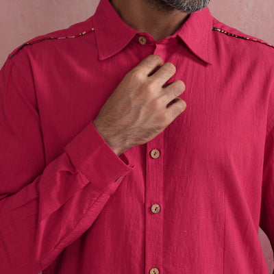 trueBrowns Men's Pink Cotton Shirt