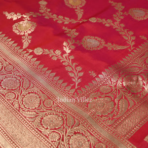Raspberry Pink Dual Tone Meenakari Pure Mashru Satin Silk Banarasi Saree