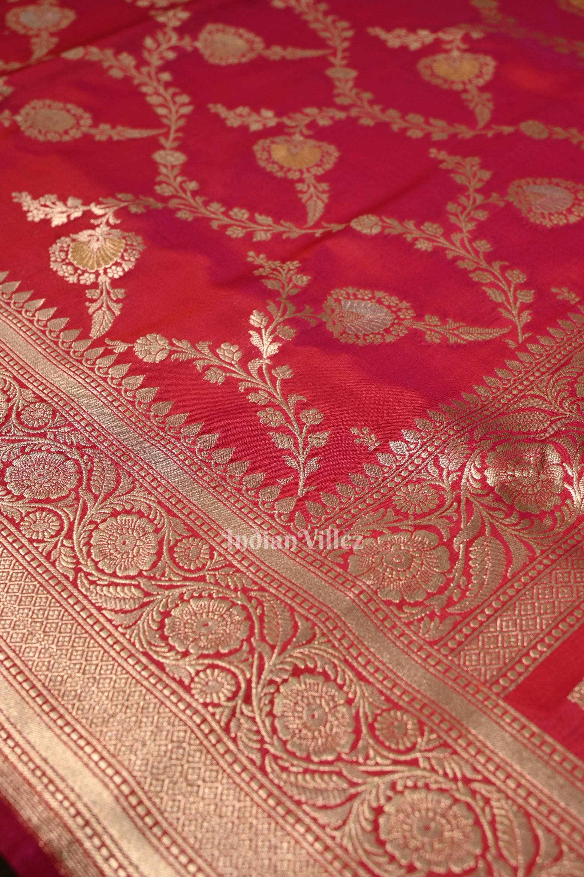 Raspberry Pink Dual Tone Meenakari Pure Mashru Satin Silk Banarasi Saree