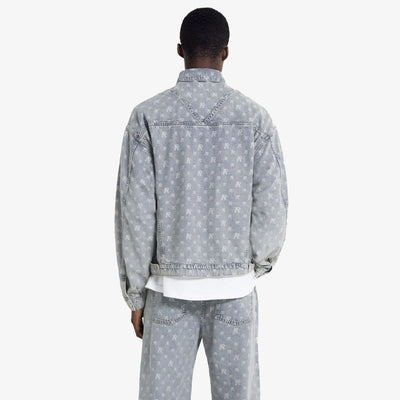 Represent | R4 MONOGRAM DENIM JACKET  { STONE WASH