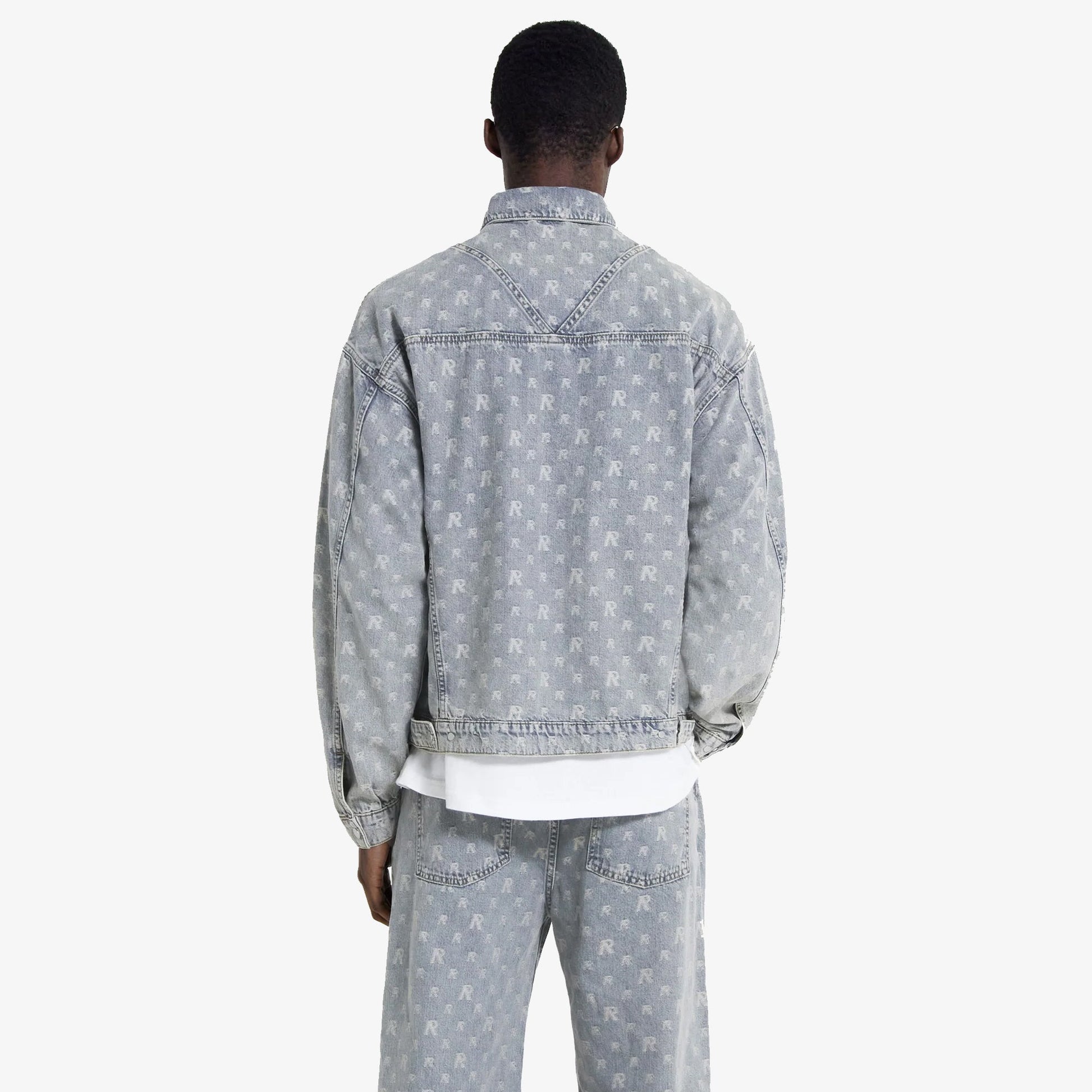 Represent | R4 MONOGRAM DENIM JACKET  { STONE WASH