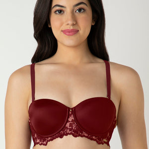 Femme Lace Padded Wired Multiway Bra - Biking Red