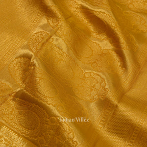 Pink With Mustard Yellow Bird Theme Pure Kanjivaram Silk Saree