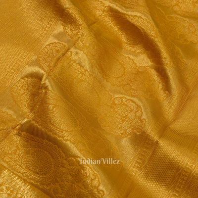Pink With Mustard Yellow Bird Theme Pure Kanjivaram Silk Saree