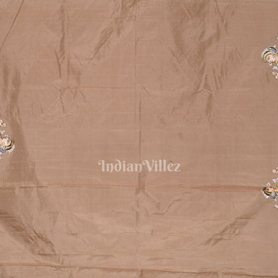 Natural Tussar Dancing Nartaki Theme Hand-Painted Pattachitra Saree