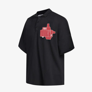 ALMOST GODS | ASSEMBLAGE BOXY POLO { BLACK