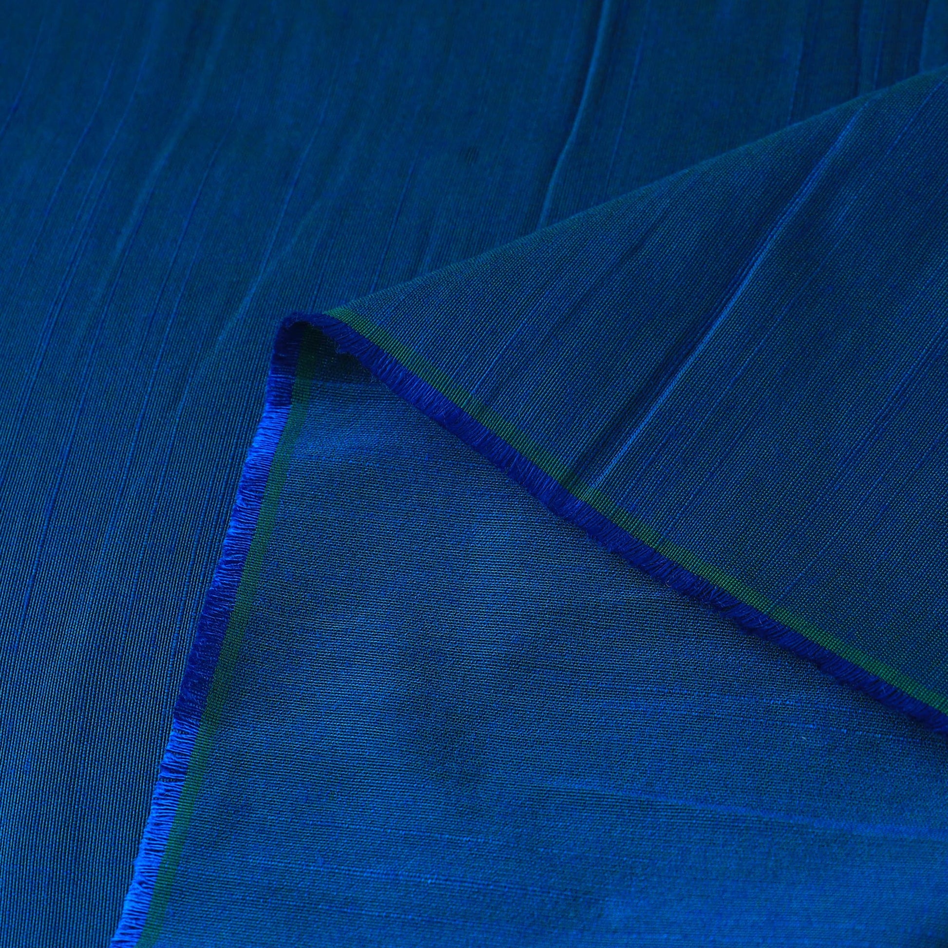Blue - Elegant Slub Silk Plain Fabric 04