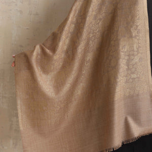 trueBrowns Brown Floral Jaal Woollen Stole