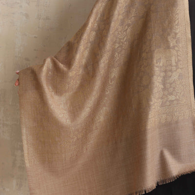 trueBrowns Brown Floral Jaal Woollen Stole
