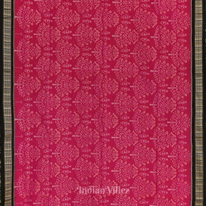 Rani Pink with Black Pure Sambalpuri Ikat Silk*Cotton (Bapta) Saree