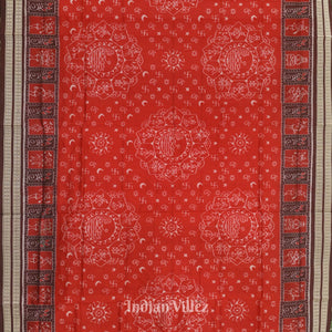 Red Odisha State Award Winning Dasaabatar Theme Sambalpuri Silk Saree