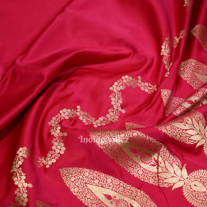 Rani Pink Soft Pure Mashru Satin Silk Banarasi Saree