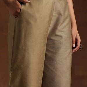 Gold Solid Silk Salwar