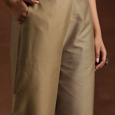 Gold Solid Silk Salwar