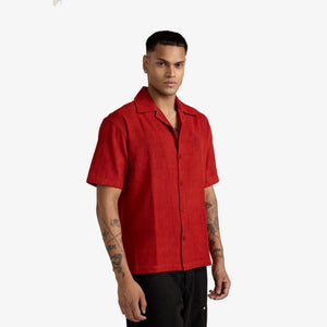 F A R A K | BASICS RED BAGRU SHIRT { RED