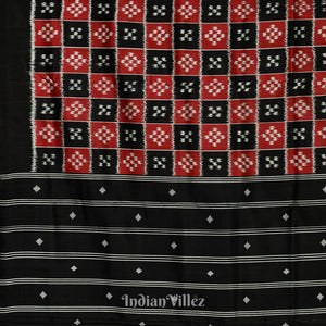 Red Black Pasapali Designer Odisha Ikat Contemporary Silk Saree