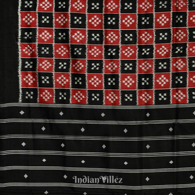Red Black Pasapali Designer Odisha Ikat Contemporary Silk Saree