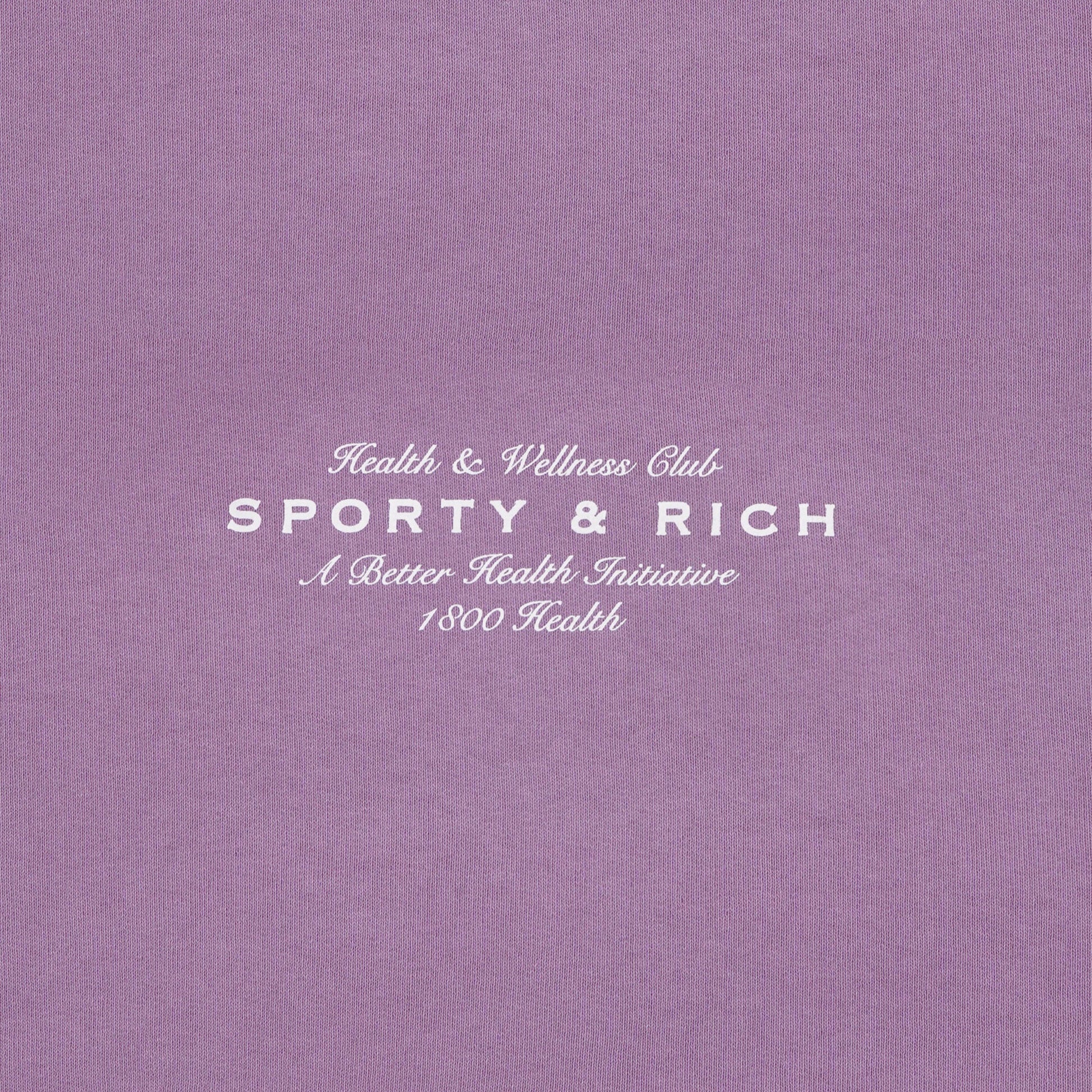 SPORTY & RICH | HEALTH INITIATIVE CROPPED HOODIE { SOFT LAVENDER/WHITE