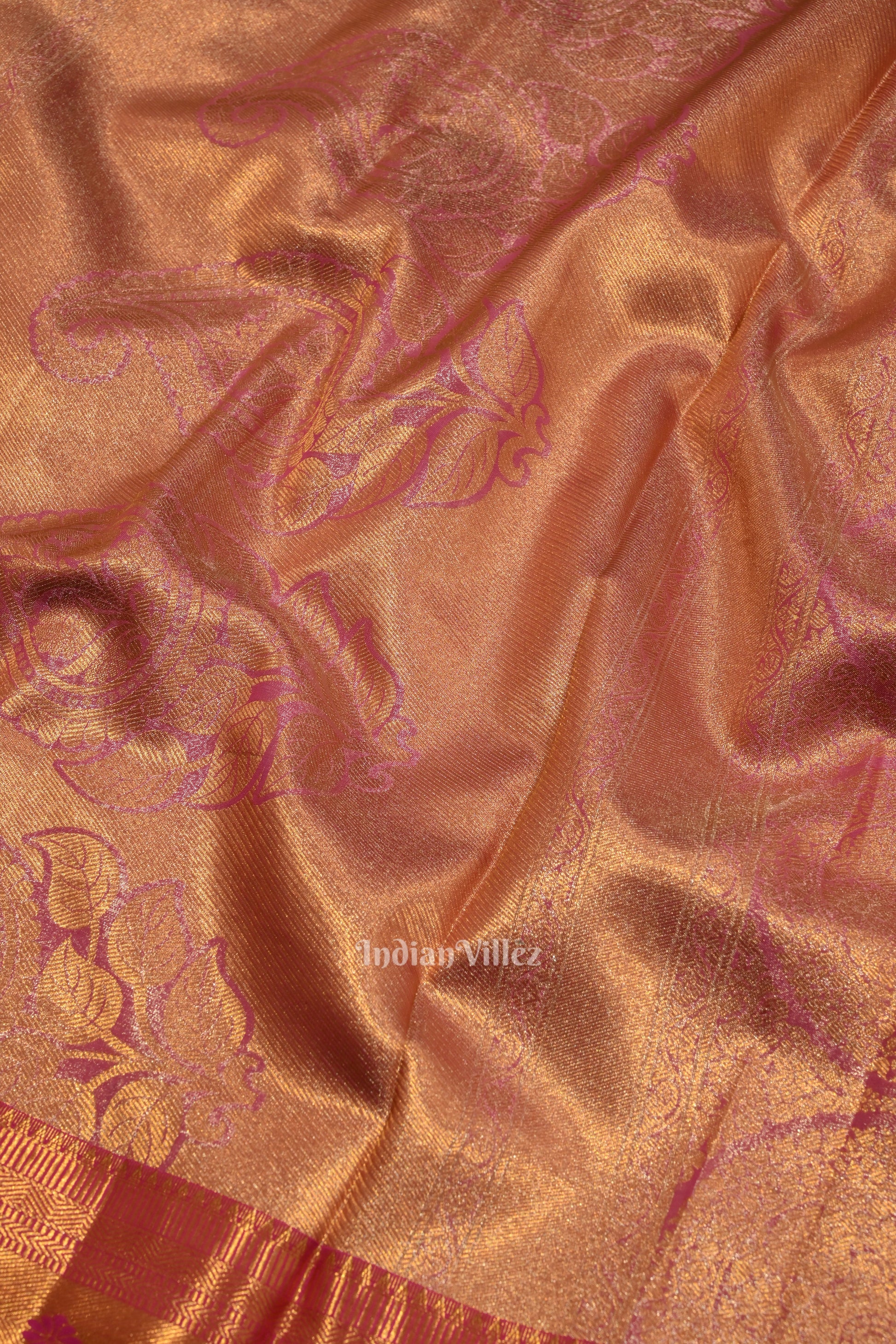 Mint Green With Pink Pure Kanjivaram Tissue Silk Saree