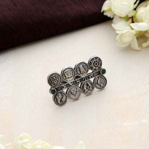 trueBrowns Silver Tone Abstract Sign Ring