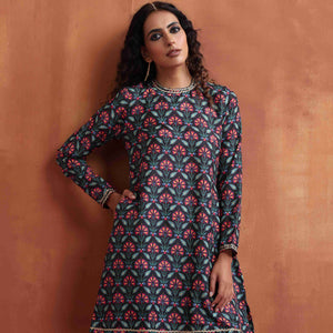 trueBrowns Black Floral Print Co-ord Set