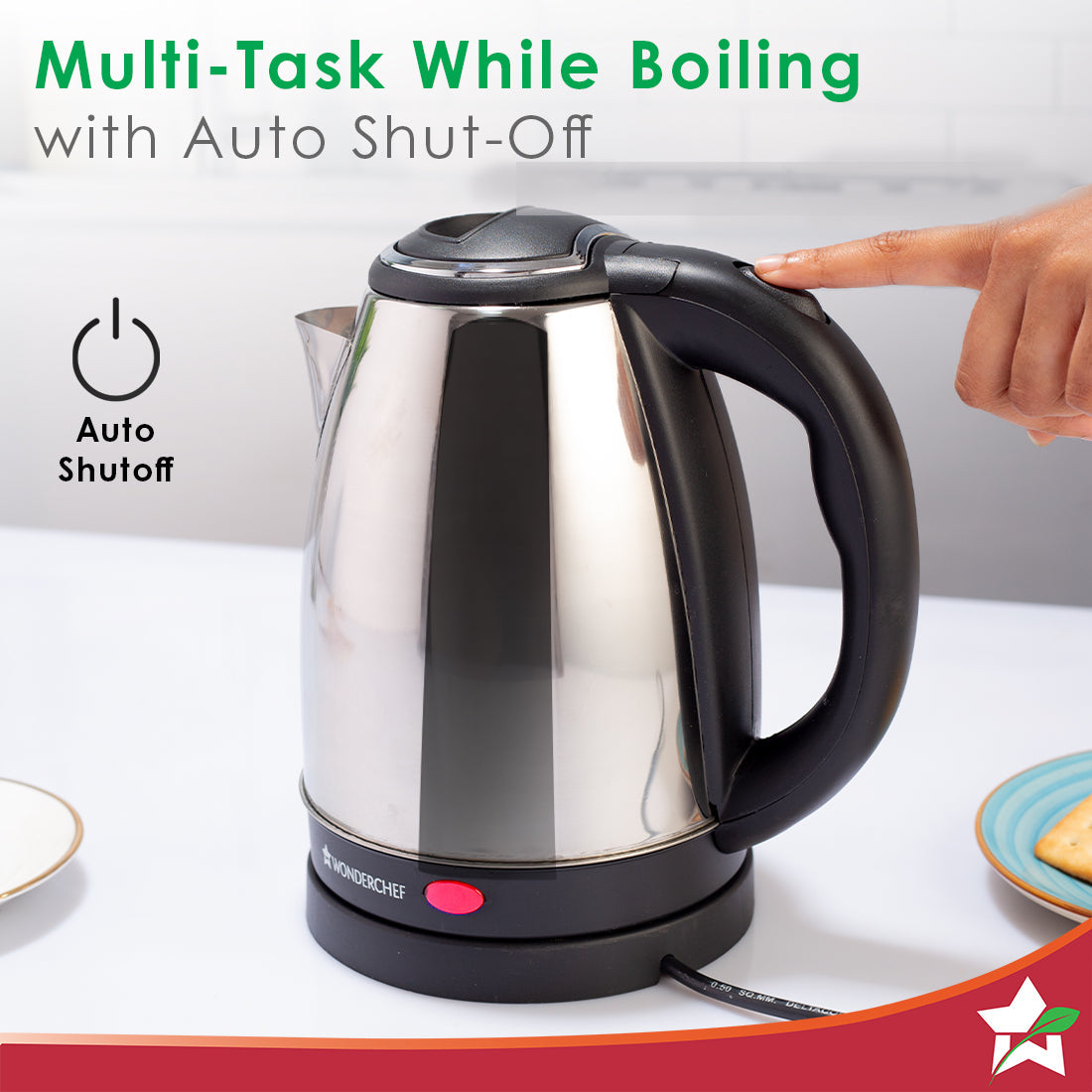 Wonderchef Renewed Crescent Electric Kettle | Stainless Steel