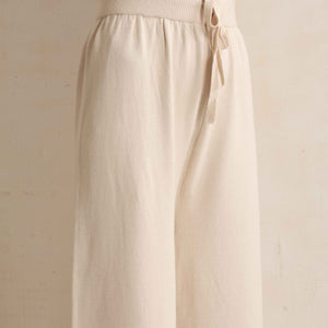 trueBrowns Ivory Woollen Flared Pants