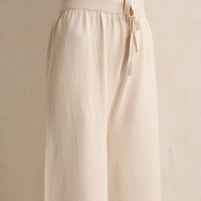 trueBrowns Ivory Woollen Flared Pants