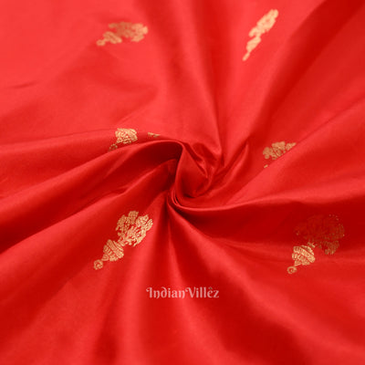 Pure Red Designer Katan Banarasi Silk Saree