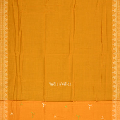 Mehendi Green Yellow Tribal Design  Sambalpuri Cotton Dress set with Dupatta