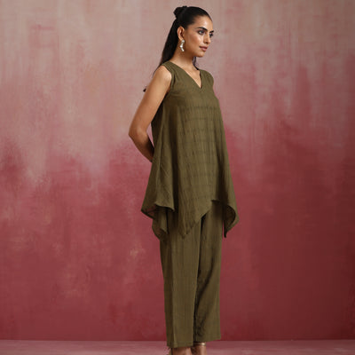 trueBrowns Olive Cotton Dobby Co-ord set