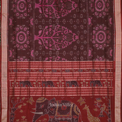 Coffee Tree Motif Odisha Ikat Sambalpuri Silk Saree