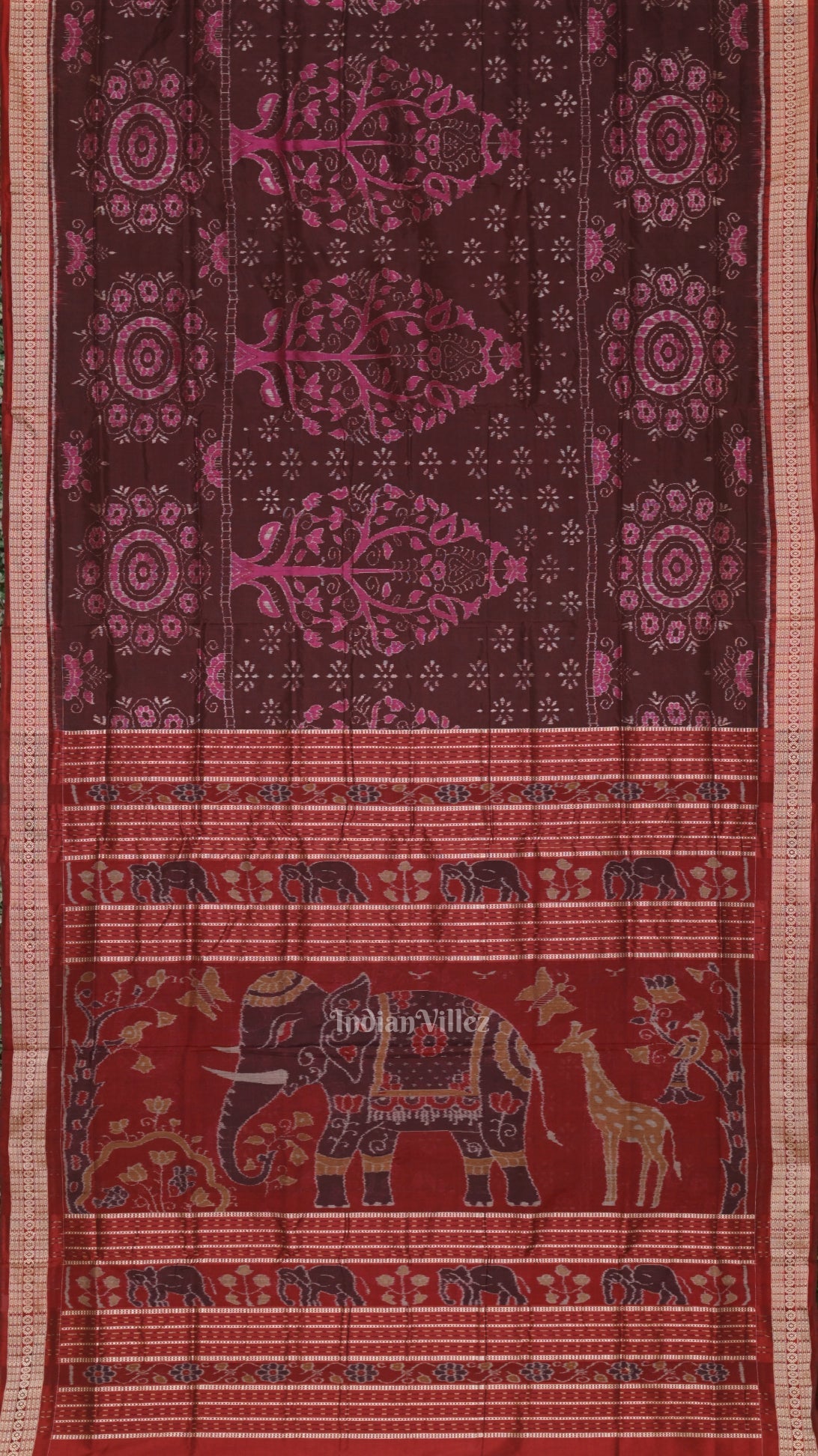 Coffee Tree Motif Odisha Ikat Sambalpuri Silk Saree