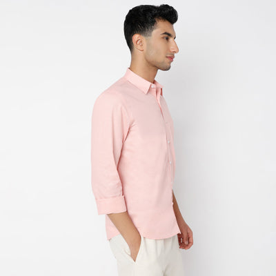 Men's Pink Linen Casual Shirt