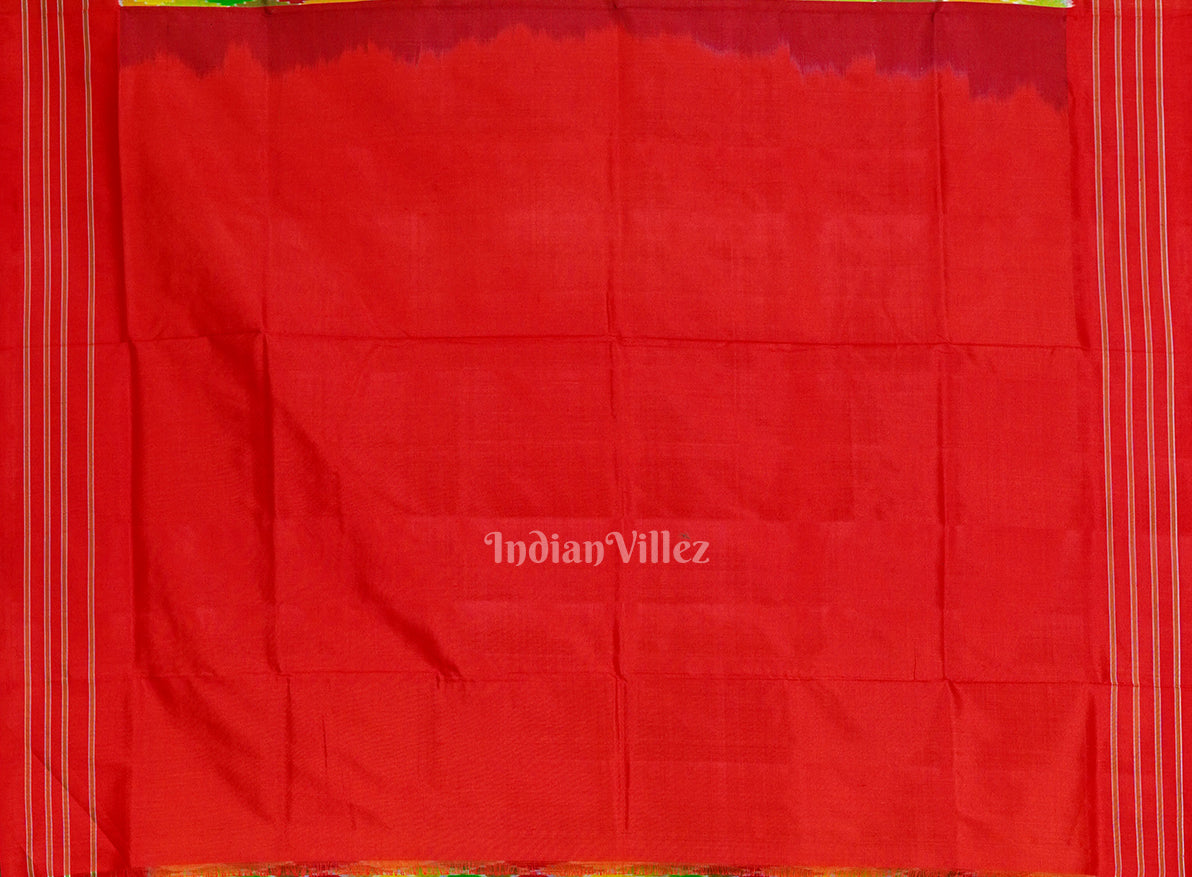 Exclusive Red Green Pochampally Ikat Handloom Silk Saree