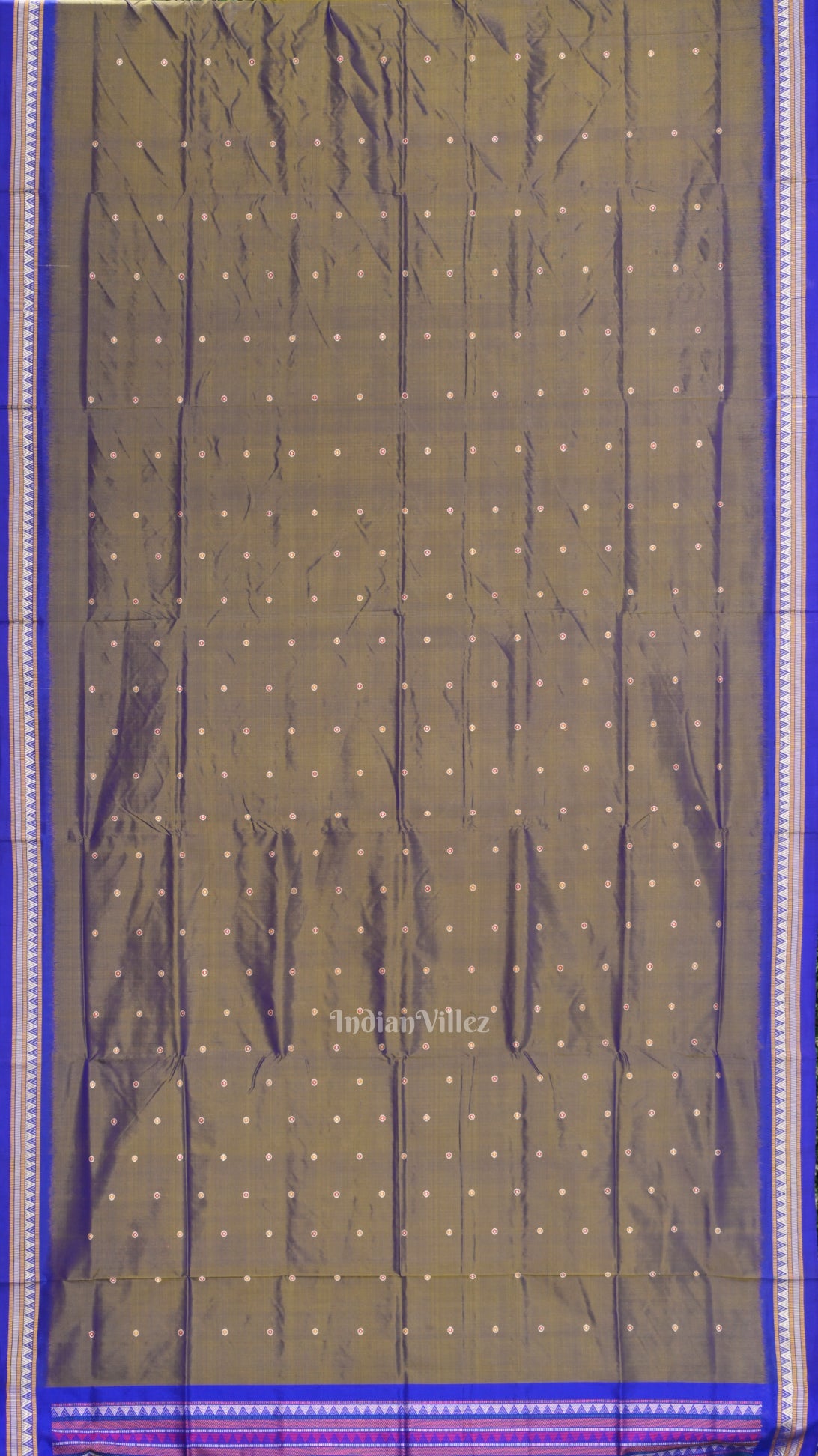 Golden Blue  Dongaria Border Bomkai Sambalpuri Silk saree
