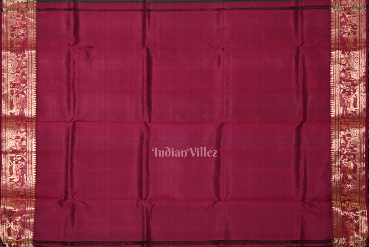 Purple Wine Handwoven Baluchari Silk Saree
