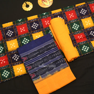 Multi Color Pasapali Odisha Ikat Sambalpuri Dress Set & Dupatta