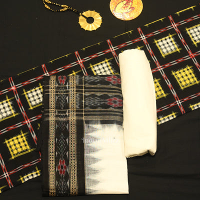 Black Ashwini Odisha Ikat Sambalpuri Dress Set & Dupatta