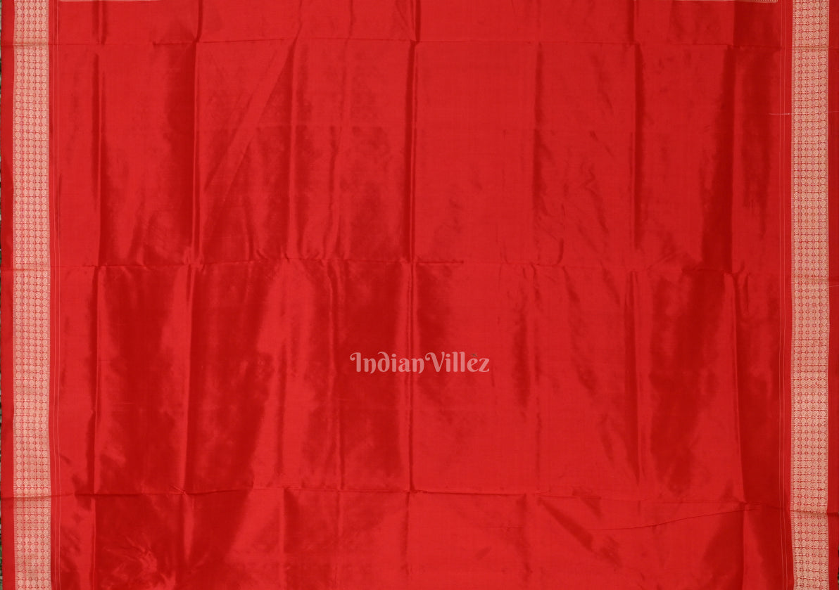 Peach Red Nabakothi Odisha Ikat Sambalpuri Silk Saree